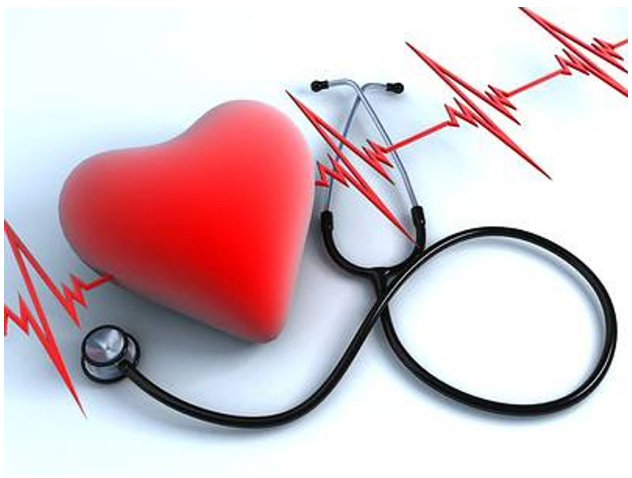 o inima langa un stetoscop care stau pe o electrocardiograma