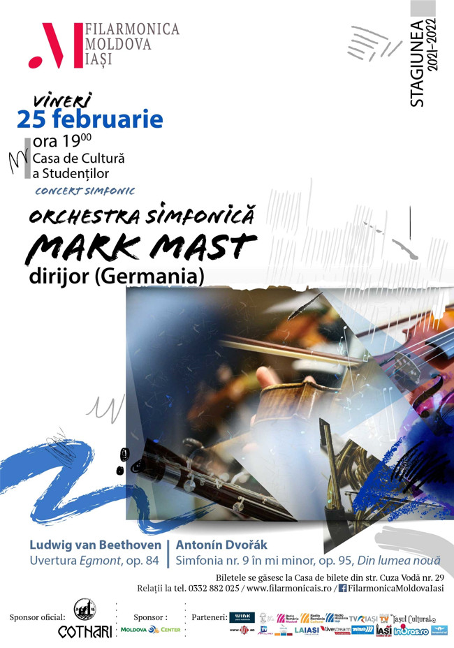 afis concert simfonic organizat de orchestra simfonica dirijată de mark mast pe 25 februarie