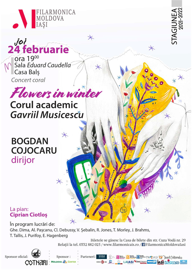 afis privind concertul coral flowers in winter care va fi pe 24 februarie