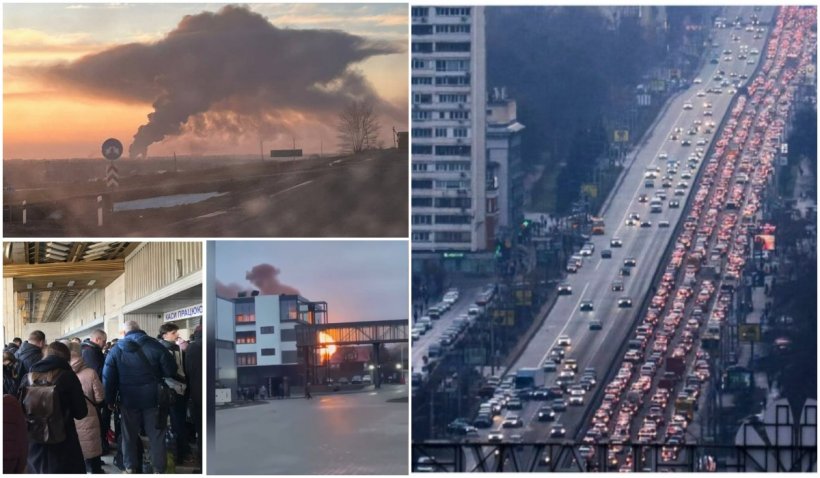 colaj cu razboiul din Ucraina, ambuteiaje, explozii, bombardamente