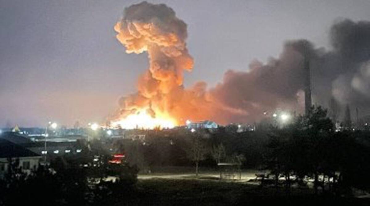 bombardament asupra Ucrainei, fum, explozie