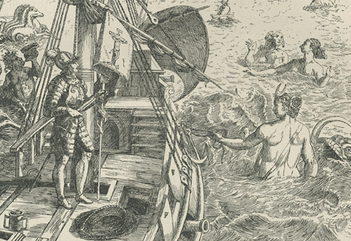 desen cu marinari și sirene