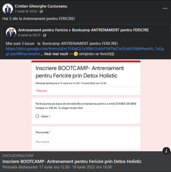  screenshot anunt tabara pentru fericire