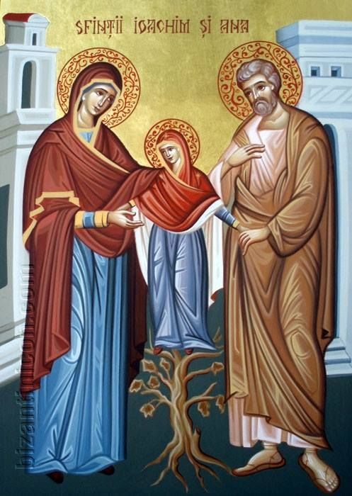 o icoana cu Sfintii Ioachim si Ana, care o tin in brate pe fiica lor, Maria